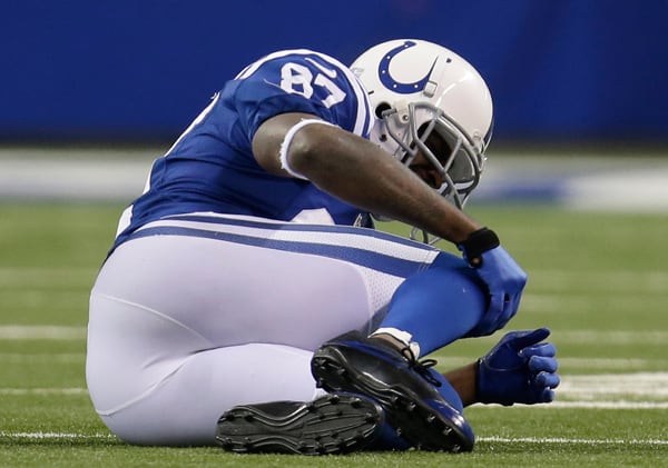 Reggie Wayne's 2013 season is over after a Sunday night knee injury.